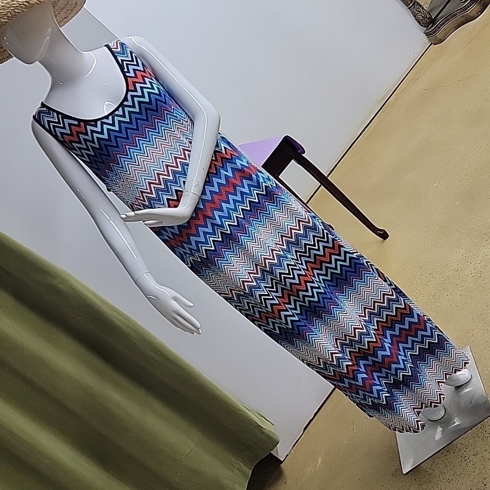Annalee + Hope Chevron Zigzag Multi-Color Sleeveless Stretchy Maxi Dress…